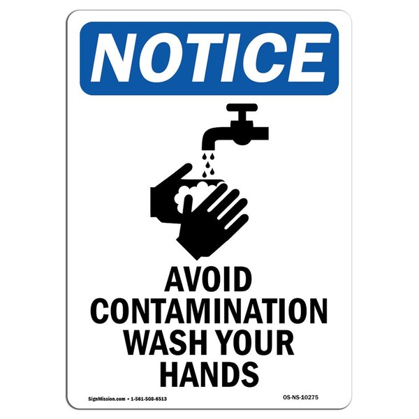 OSHA Sign, Avoid Contamination With Symbol, 5in X 3.5in Decal, 10PK, 3.5" W, 5" L, Portrait, PK10